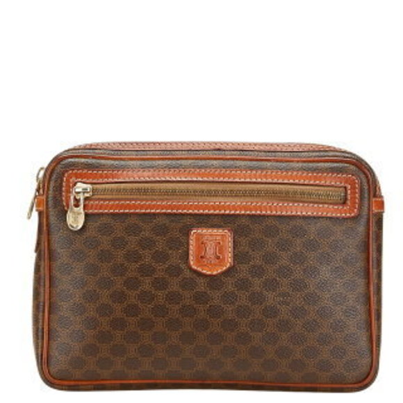 Celine Macadam clutch bag brown leather - Picture 1 of 8